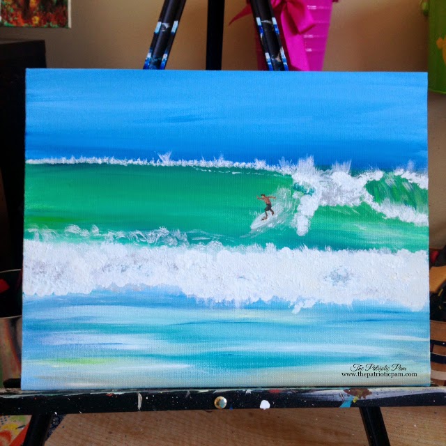 surfer, painting, acrylic painting, ocean, beach, water, waves, surf, 