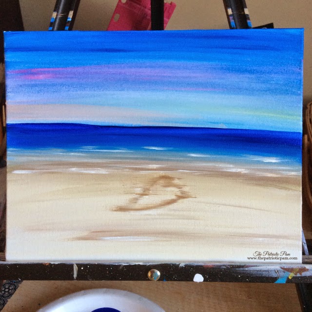 painting, acrylic painting, beach, ocean, sand, water, heart